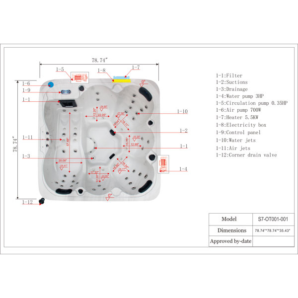 Sol 72 Outdoor™ Aire 6 Person 54 Jet Acrylic Square Hot Tub with Ozonator in Gray & Reviews